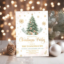 Christmas Party | Pink Gold Winter Holiday Invitation