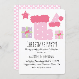 Christmas Party Pink Mix Holiday Theme Invitation