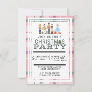 Christmas Party Pink Nutcracker Ballet Invitation