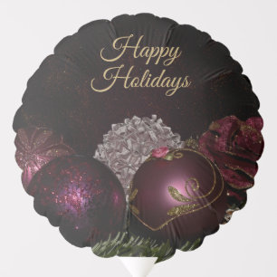 Christmas Party Pink Ornament Green Leaves Black Balloon