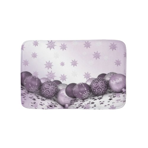 Christmas Party Pink Purple Ornament Snowflakes Bath Mat