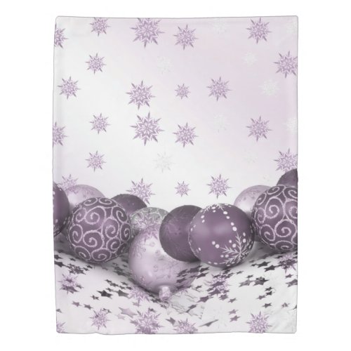 Christmas Party Pink Purple Ornament Snowflakes Duvet Cover