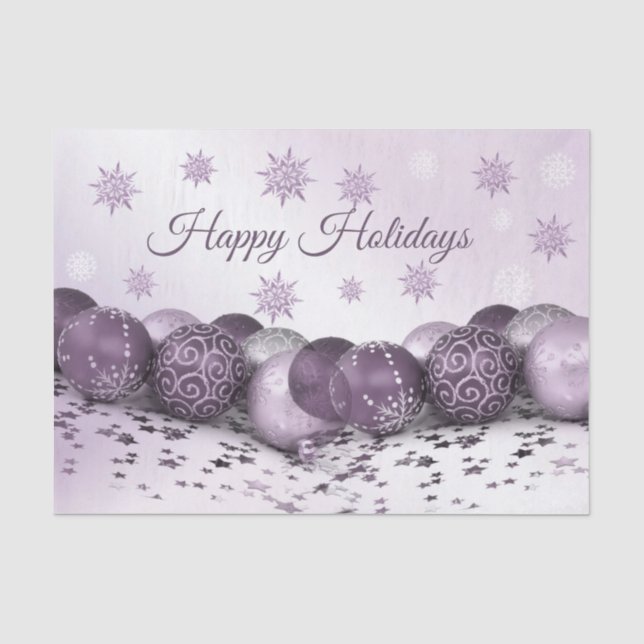 Christmas Party Pink Purple Ornament Snowflakes Tissue Paper (Front)