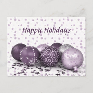 Christmas Party Pink Purple Ornaments Snowflake Postcard