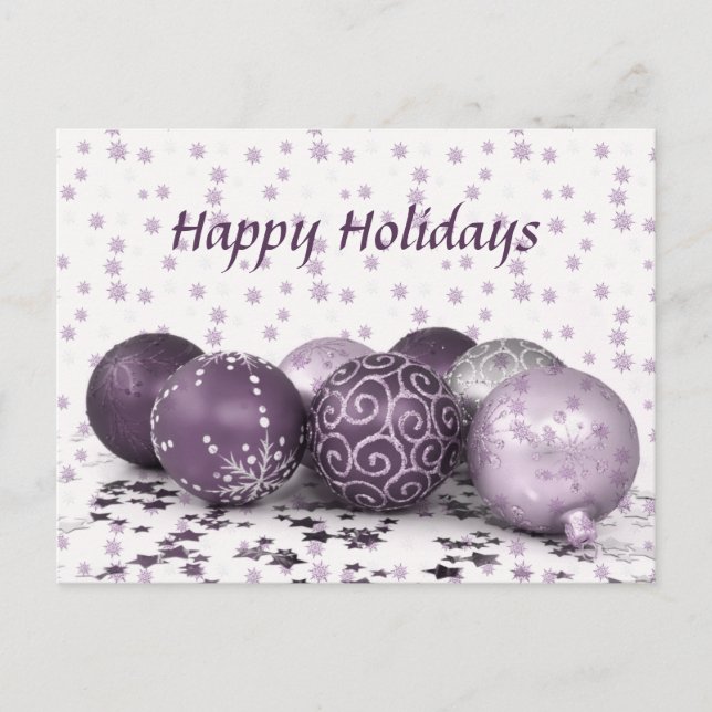 Christmas Party Pink Purple Ornaments Snowflake Postcard (Front)