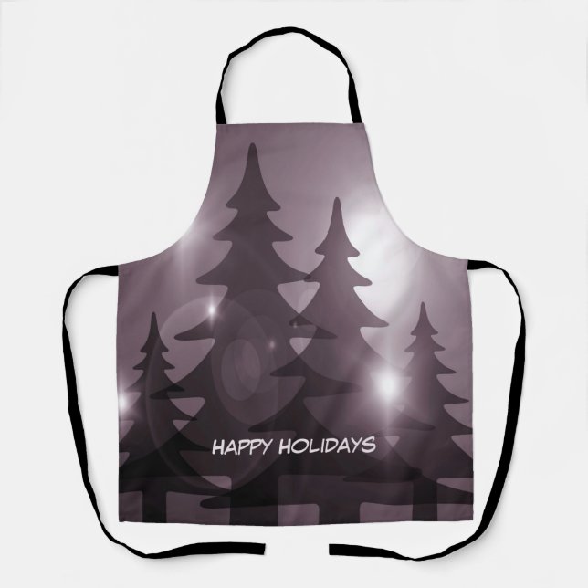 Christmas Party Pink Trees Holiday Winter Elegant Apron (Front)