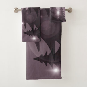 Christmas Party Pink Trees Holiday Winter Elegant Bath Towel Set