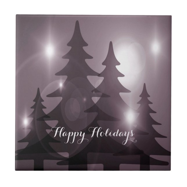 Christmas Party Pink Trees Holiday Winter Elegant Ceramic Tile (Front)