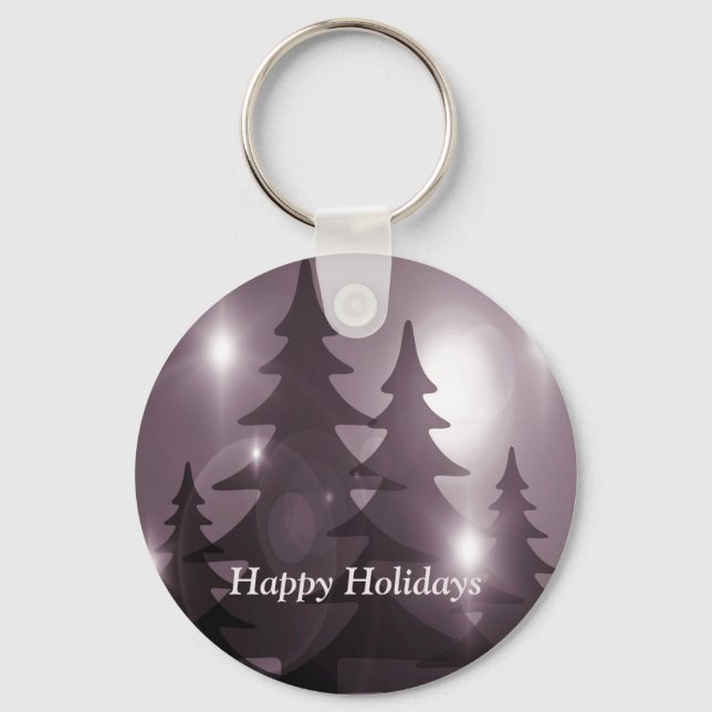 Christmas Party Pink Trees Holiday Winter Elegant Keychain (Front)