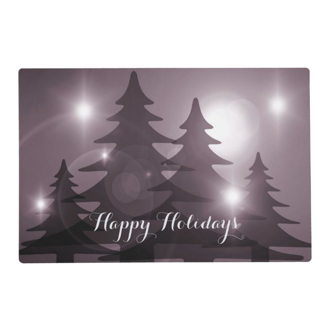 Christmas Party Pink Trees Holiday Winter Elegant Placemat (Front)