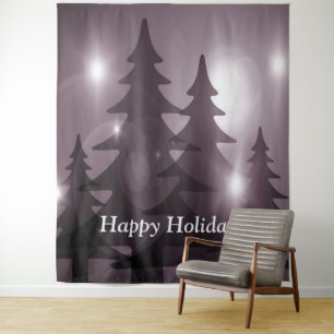 Christmas Party Pink Trees Holiday Winter Elegant Tapestry