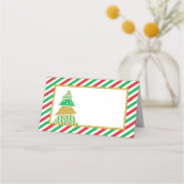 Christmas Wedding Place Card Watercolor Greenery