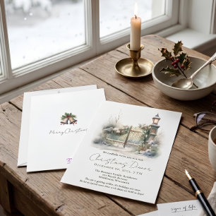 Christmas Party Poem Watercolor Holiday Invitation