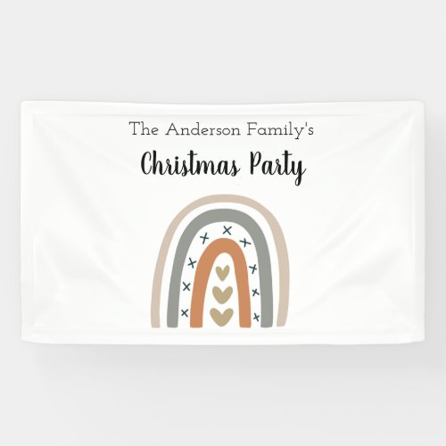 Christmas party rainbow brown beige gray white banner