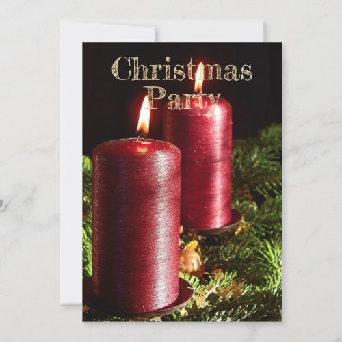 Christmas Party Red Candles Winter Holidays Invitation