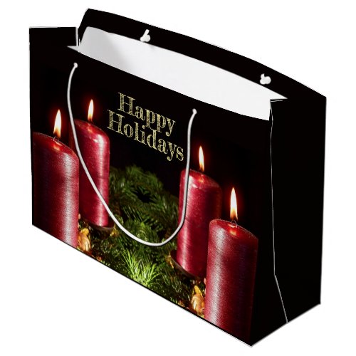 Christmas Party Red Candles Winter Holidays Large Gift Bag