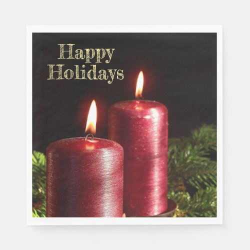 Christmas Party Red Candles Winter Holidays Napkins