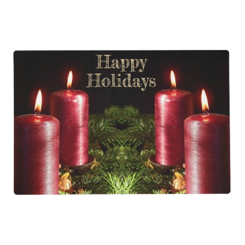  Christmas Party Red Candles Winter Holidays Placemat