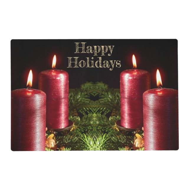  Christmas Party Red Candles Winter Holidays Placemat (Front)