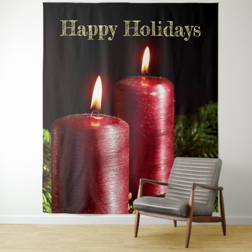 Christmas Party Red Candles Winter Holidays Tapestry