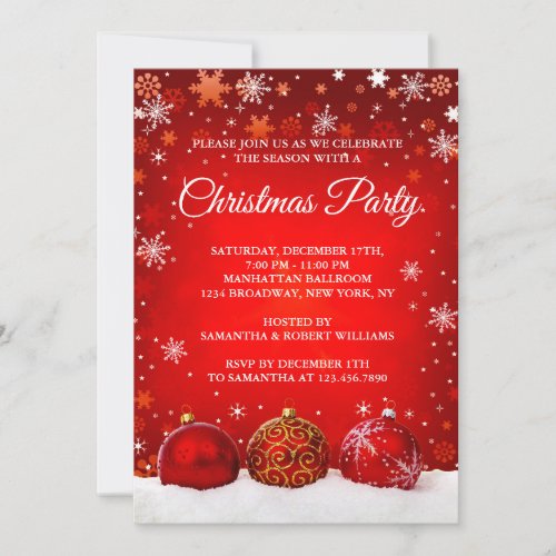 Christmas party red christmas balls Invitation