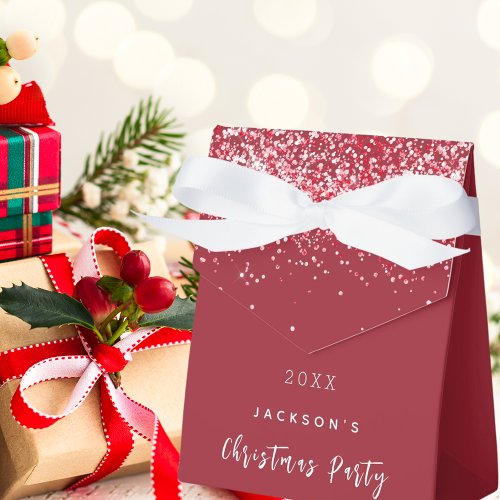 Christmas Party red glitter elegant modern Favor Boxes
