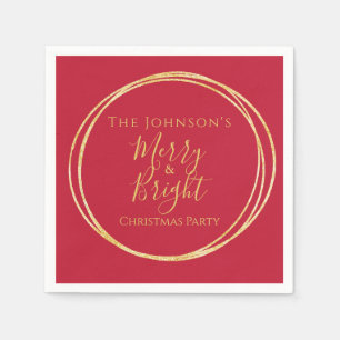 Christmas Party Red Gold Napkins