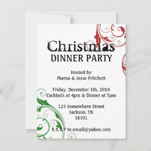 Christmas Party Red & Green Vintage Invites
