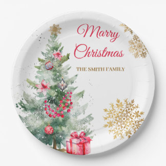 Christmas Party Red Poinsettia Paper Plates