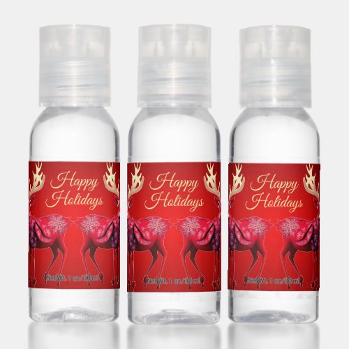 Christmas Party Red Reindeer Winter Holiday Travel Hand Sanitizer
