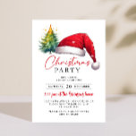 Christmas Party Red Santa Hat Tree Stars Invitation<br><div class="desc">Christmas party red Santa hat tree stars invitation.</div>