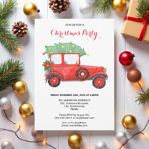 Christmas Party Red Truck Invitation