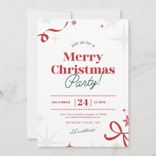 Christmas Party Red Typography Simbols Invitation