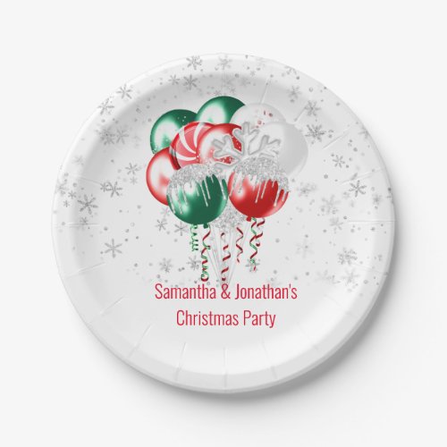 Christmas Party Red White Green Balloon Bouquet Paper Plates