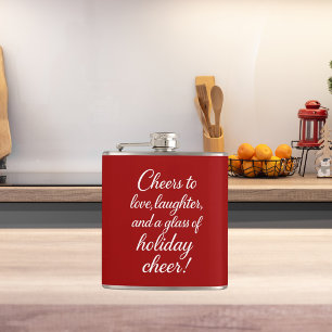 Christmas party red white love laughter cheer flask