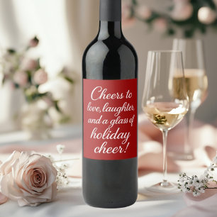 Christmas party red white love laughter cheer wine label