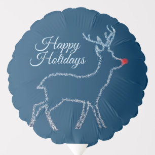Christmas Party Reindeer Blue Sky Rustic Elegant Balloon