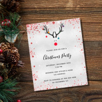 Christmas party reindeer silver budget invitation flyer