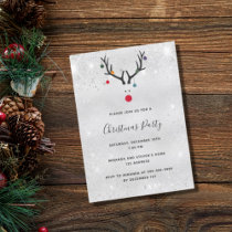 Christmas party reindeer silver fun invitation