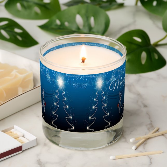 Christmas Party Reindeer Tree Blue Sky Shiny Scented Candle (Lit)