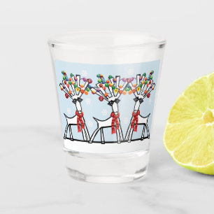 Christmas party reindeer with snowflakes shot glass