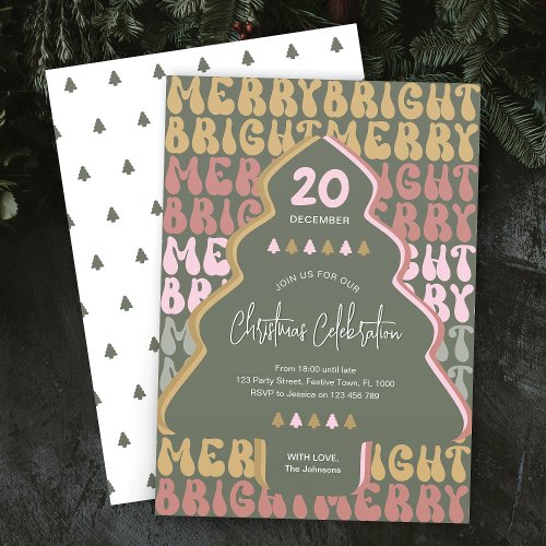 Christmas Party Retro Groovy Colorful Fun Festive Invitation