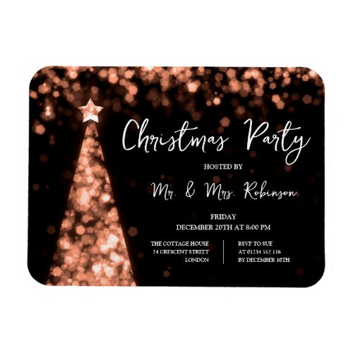 Christmas Party Rose Gold Tree Sparkle Lights  Magnet