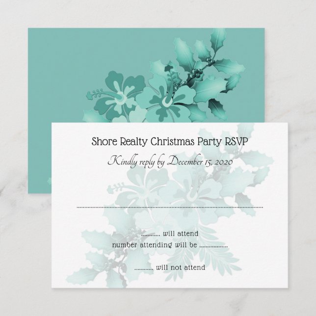 Christmas Party RSVP Guest Count Hibiscus Invitation (Front/Back)
