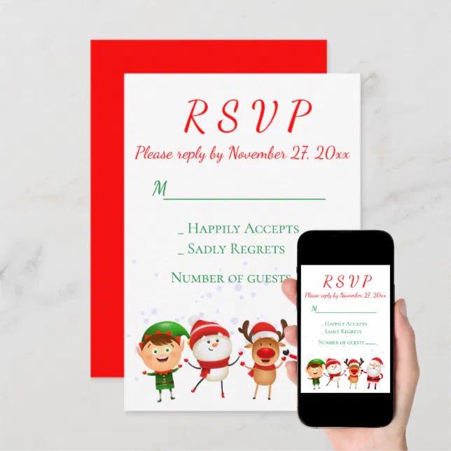 Christmas Party RSVP Red Green Santa Holiday Invitation | Zazzle