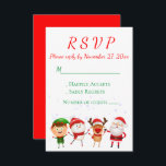 Christmas Party RSVP Red Green Santa Holiday Invitation<br><div class="desc">Set the fun tone of your holiday party or christmas event with this cute red and green RSVP card with santa claus, elf, snowman, and Rudolph the red nosed reindeer. Christmas RSVP cards are perfect for * winter and christmas weddings * holiday parties * businesses * charities and fundraisers. Please...</div>
