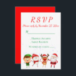 Christmas Party RSVP Red Green Santa Holiday Invitation<br><div class="desc">Set the fun tone of your holiday party or christmas event with this cute red and green RSVP card with santa claus, elf, snowman, and Rudolph the red nosed reindeer. Christmas RSVP cards are perfect for * winter and christmas weddings * holiday parties * businesses * charities and fundraisers. Please...</div>
