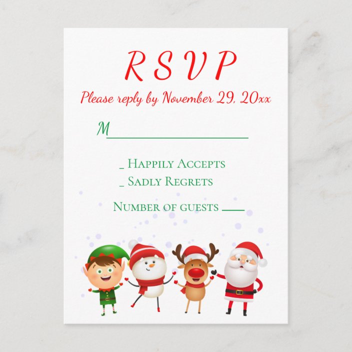 Christmas Party RSVP Red Green Santa Holiday Invitation Postcard