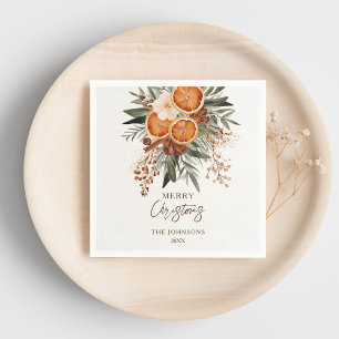 Christmas Party rustic citrus botanical printed Napkins