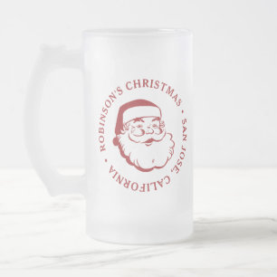 Christmas Party Santa Claus Frosted Glass Beer Mug